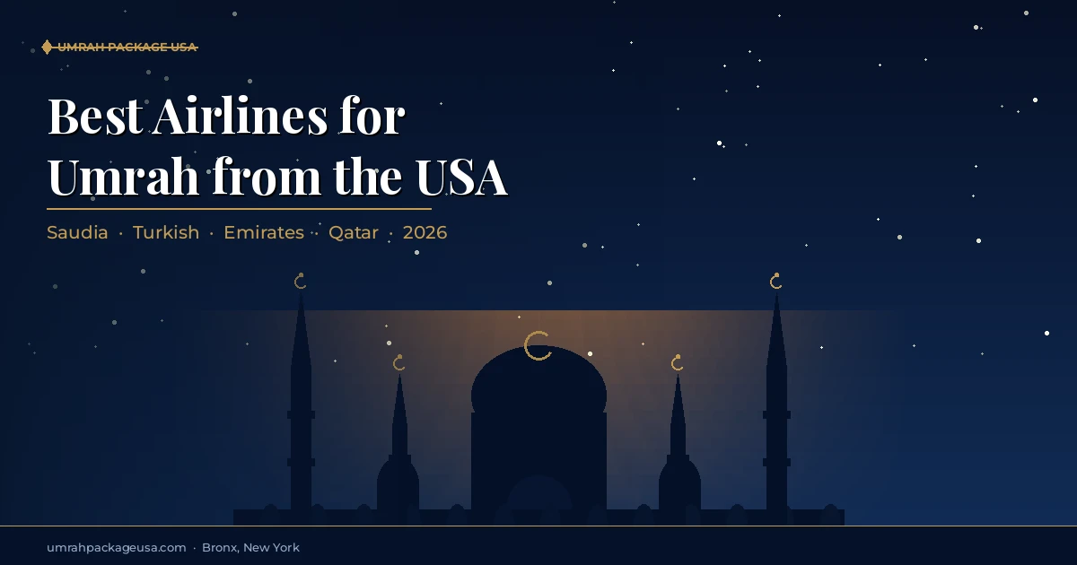 Best airlines for Umrah from the USA — airplane at departure gate